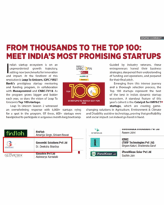 Featured in Forbes India’s Top 100 Most Promising Startups